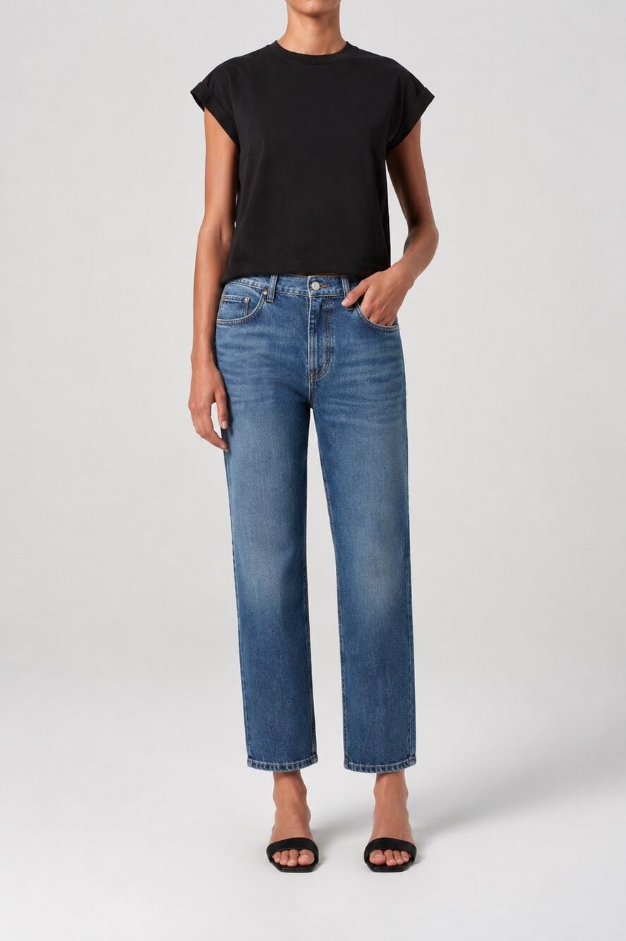 AGOLDE Valen Mid Rise Vintage Straight Jeans Essence Blue Size 29